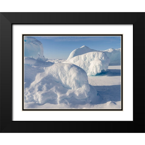 Icebergs frozen into the sea ice of the Uummannaq fjord system during winter-Greenland-Danish Terri Black Modern Wood Framed Art Print with Double Matting by Zwick, Martin