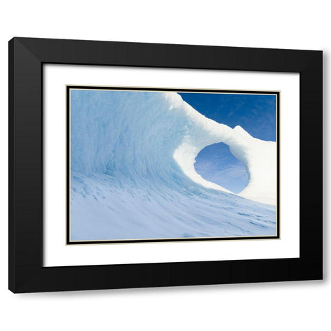 Iceberg frozen into the sea ice of the Uummannaq fjord system during winter-Greenland-Danish Territ Black Modern Wood Framed Art Print with Double Matting by Zwick, Martin
