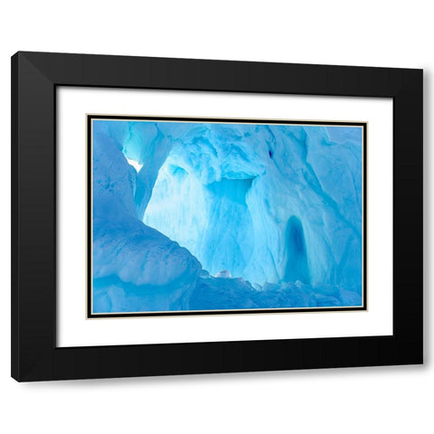 Iceberg frozen into the sea ice of the Uummannaq fjord system during winter-Greenland-Danish Territ Black Modern Wood Framed Art Print with Double Matting by Zwick, Martin