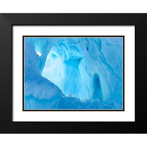Iceberg frozen into the sea ice of the Uummannaq fjord system during winter-Greenland-Danish Territ Black Modern Wood Framed Art Print with Double Matting by Zwick, Martin