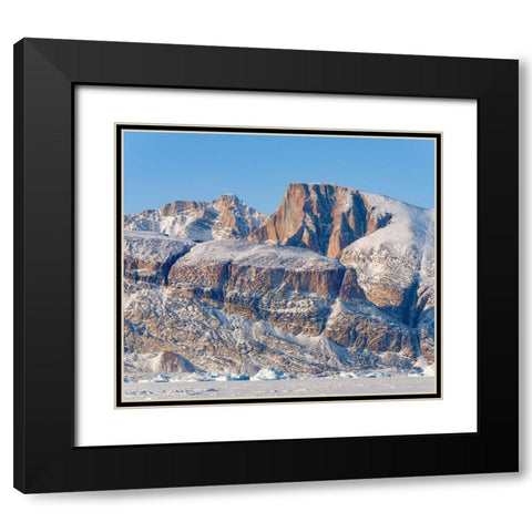 Icebergs in front of Appat Island-frozen into the sea ice of the Uummannaq fjord system during wint Black Modern Wood Framed Art Print with Double Matting by Zwick, Martin