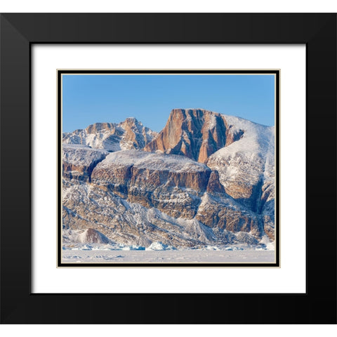 Icebergs in front of Appat Island-frozen into the sea ice of the Uummannaq fjord system during wint Black Modern Wood Framed Art Print with Double Matting by Zwick, Martin