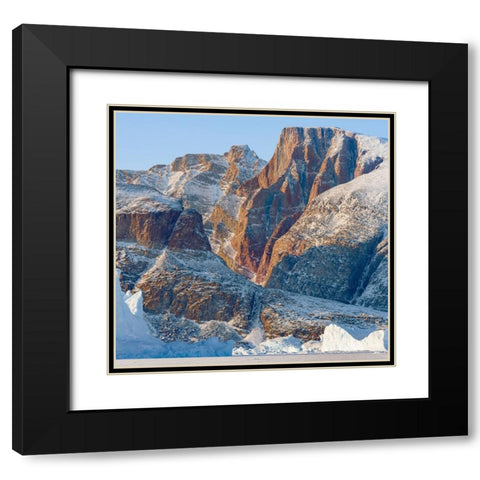 Icebergs in front of Appat Island-frozen into the sea ice of the Uummannaq fjord system during wint Black Modern Wood Framed Art Print with Double Matting by Zwick, Martin