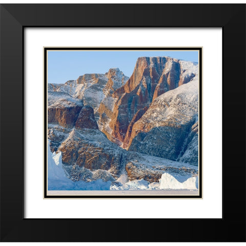 Icebergs in front of Appat Island-frozen into the sea ice of the Uummannaq fjord system during wint Black Modern Wood Framed Art Print with Double Matting by Zwick, Martin
