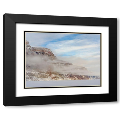 Storen Island-frozen into the sea ice of the Uummannaq fjord system during winter-Greenland-Danish  Black Modern Wood Framed Art Print with Double Matting by Zwick, Martin
