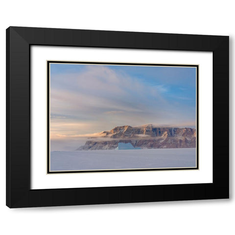 Icebergs in front of Storen Island-frozen into the sea ice of the Uummannaq fjord system during win Black Modern Wood Framed Art Print with Double Matting by Zwick, Martin