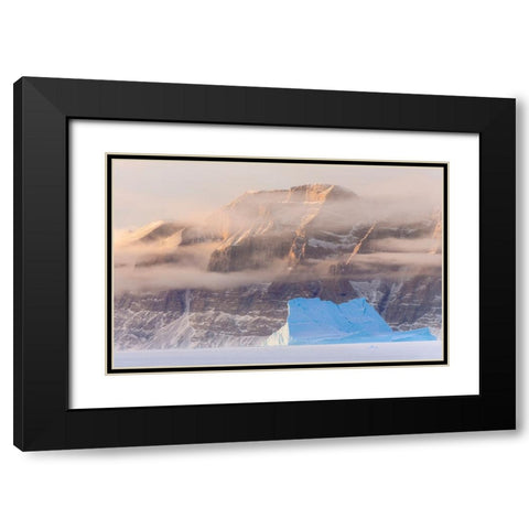 Icebergs in front of Storen Island-frozen into the sea ice of the Uummannaq fjord system during win Black Modern Wood Framed Art Print with Double Matting by Zwick, Martin