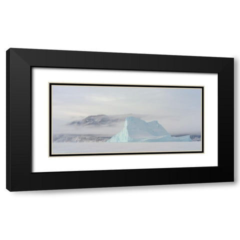 Icebergs in front of Storen Island-frozen into the sea ice of the Uummannaq fjord system during win Black Modern Wood Framed Art Print with Double Matting by Zwick, Martin