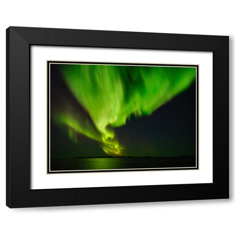 Northern lights over the fjord Nuup Kangerlua Danish Territory Black Modern Wood Framed Art Print with Double Matting by Zwick, Martin