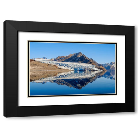 Glacier in the Sermiligaaq Fjord- Ammassalik- Danish Territory. Black Modern Wood Framed Art Print with Double Matting by Zwick, Martin