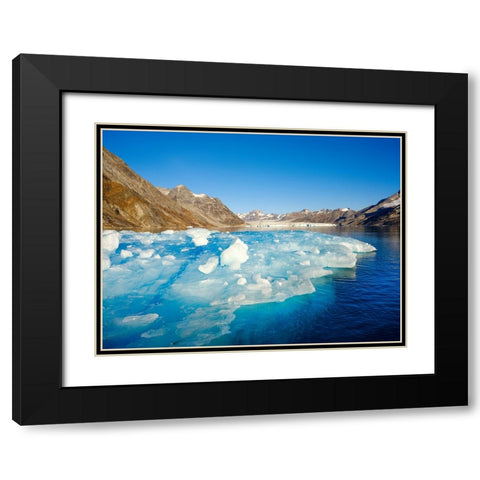 Iceberg in front of Knud Rasmussen Glacier-Sermiligaaq Fjord- Ammassalik- Danish Territory. Black Modern Wood Framed Art Print with Double Matting by Zwick, Martin