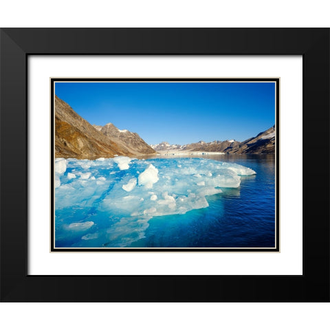 Iceberg in front of Knud Rasmussen Glacier-Sermiligaaq Fjord- Ammassalik- Danish Territory. Black Modern Wood Framed Art Print with Double Matting by Zwick, Martin