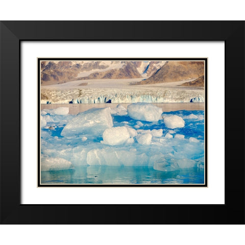 Iceberg in front of Knud Rasmussen Glacier-Sermiligaaq Fjord- Ammassalik- Danish Territory. Black Modern Wood Framed Art Print with Double Matting by Zwick, Martin
