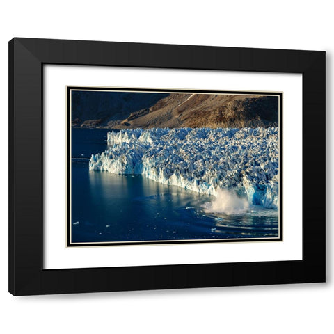 Ice calving. Knud Rasmussen Glacier-Sermiligaaq Fjord- Ammassalik- Danish Territory. Black Modern Wood Framed Art Print with Double Matting by Zwick, Martin