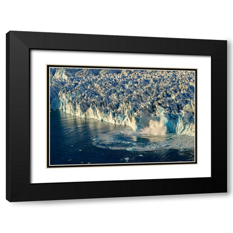 Ice calving. Knud Rasmussen Glacier-Sermiligaaq Fjord- Ammassalik- Danish Territory. Black Modern Wood Framed Art Print with Double Matting by Zwick, Martin