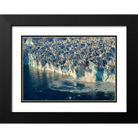 Ice calving. Knud Rasmussen Glacier-Sermiligaaq Fjord- Ammassalik- Danish Territory. Black Modern Wood Framed Art Print with Double Matting by Zwick, Martin