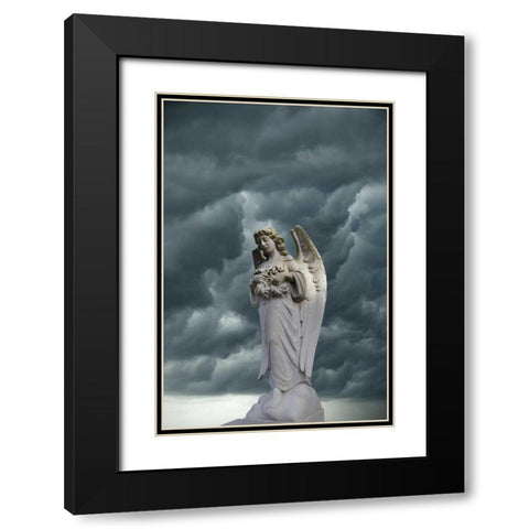 Artistic creation of angel and dark clouds Black Modern Wood Framed Art Print with Double Matting by Zuckerman, Jim