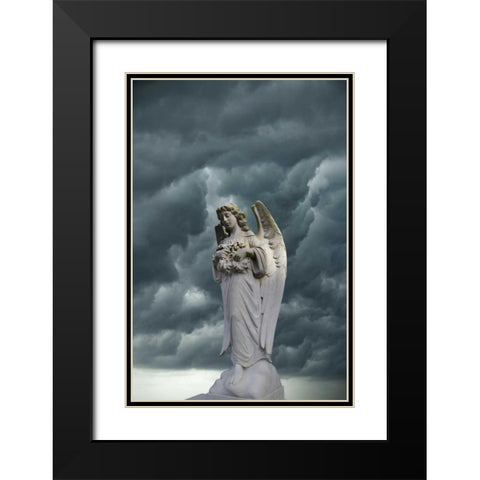 Artistic creation of angel and dark clouds Black Modern Wood Framed Art Print with Double Matting by Zuckerman, Jim