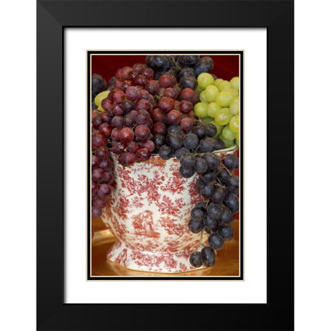 Still life of grape varieties in vase Black Modern Wood Framed Art Print with Double Matting by Paulson, Don