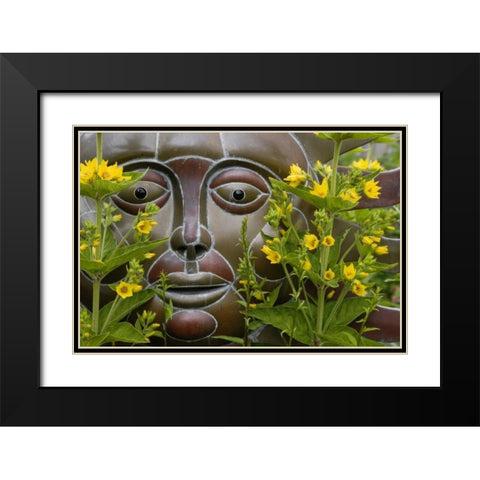 Garden ornament amid loosestrife flowers Black Modern Wood Framed Art Print with Double Matting by Paulson, Don