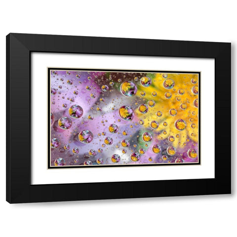Bubbles abstract with flowers Black Modern Wood Framed Art Print with Double Matting by Rotenberg, Nancy