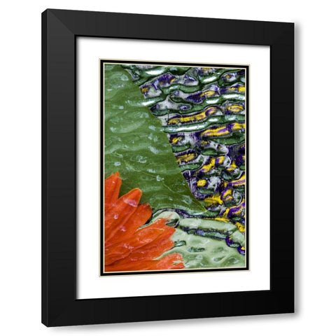 Flowers and leaves in pattern under glass Black Modern Wood Framed Art Print with Double Matting by Rotenberg, Nancy