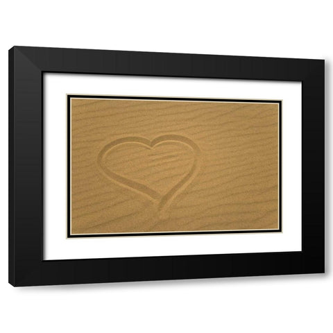Heart outline drawn in sand Black Modern Wood Framed Art Print with Double Matting by Paulson, Don