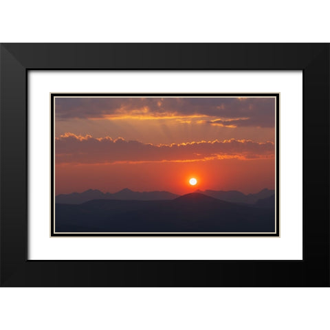 Rocky mountain sunset Black Modern Wood Framed Art Print with Double Matting by Archer, Ken