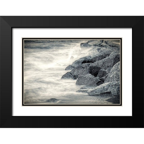 Boulders in Surf Black Modern Wood Framed Art Print with Double Matting by Miller, Anna