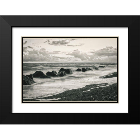 Atlantic Ocean Beach at Sunrise Black Modern Wood Framed Art Print with Double Matting by Miller, Anna