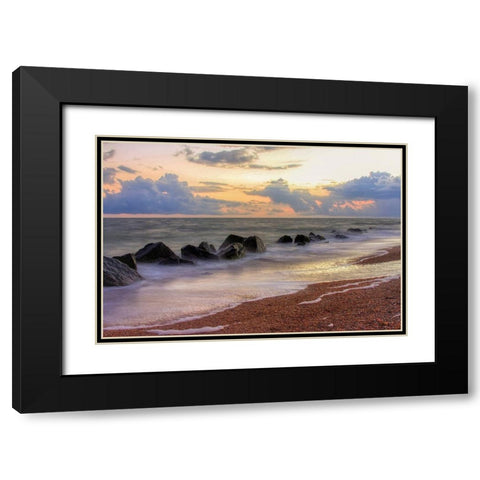 Atlantic Ocean Beach at Sunrise Black Modern Wood Framed Art Print with Double Matting by Miller, Anna