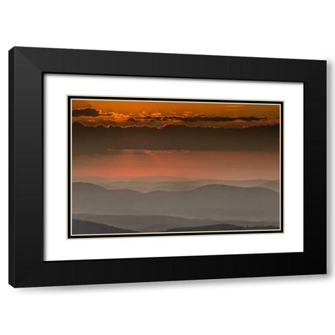 Mountain landscape in an orange Sunset Black Modern Wood Framed Art Print with Double Matting by OBrien, Jay