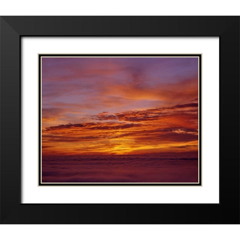 Sunset over the ocean from Cape Perpetua, OR, USA Black Modern Wood Framed Art Print with Double Matting by Terrill, Steve