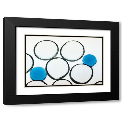 White and Blue glass pebbles with light Black Modern Wood Framed Art Print with Double Matting by Beraldo, Zandina Muench