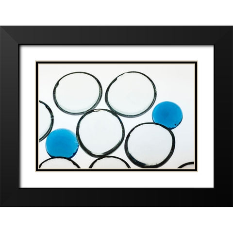 White and Blue glass pebbles with light Black Modern Wood Framed Art Print with Double Matting by Beraldo, Zandina Muench