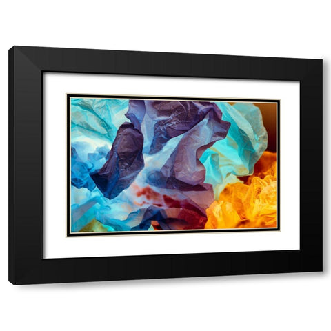 Colorful Tissue Paper and Light Black Modern Wood Framed Art Print with Double Matting by Beraldo, Zandina Muench
