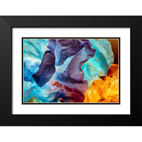 Colorful Tissue Paper and Light Black Modern Wood Framed Art Print with Double Matting by Beraldo, Zandina Muench