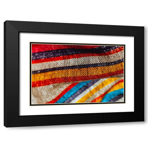 Colorful fabric detail Black Modern Wood Framed Art Print with Double Matting by Muench, Zandria