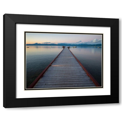Fiji-Vanua Levu Long wooden pier Black Modern Wood Framed Art Print with Double Matting by Merrill Images