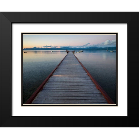 Fiji-Vanua Levu Long wooden pier Black Modern Wood Framed Art Print with Double Matting by Merrill Images