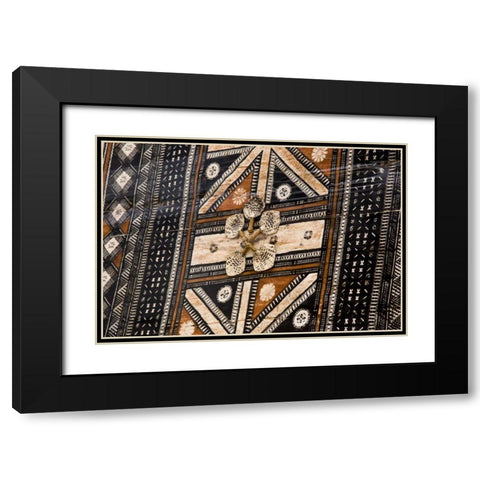 Polynesia, Kingdom of Tonga Detail of tapa cloth Black Modern Wood Framed Art Print with Double Matting by Kaveney, Wendy