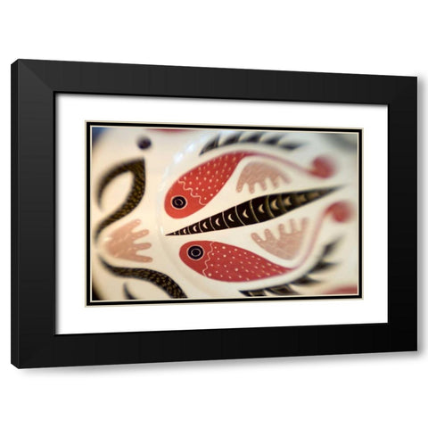 French Polynesia Polynesian designs on a tray Black Modern Wood Framed Art Print with Double Matting by Kaveney, Wendy