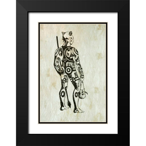 French Polynesia, Society Isl Painted tapa cloth Black Modern Wood Framed Art Print with Double Matting by Kaveney, Wendy