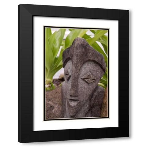 French Polynesia, Moorea Stone tiki face Black Modern Wood Framed Art Print with Double Matting by Kaveney, Wendy