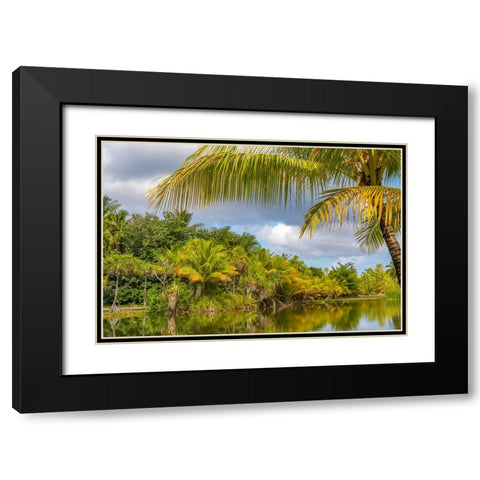 French Polynesia- Tahaa. Tropical lagoon and jungle. Black Modern Wood Framed Art Print with Double Matting by Jaynes Gallery