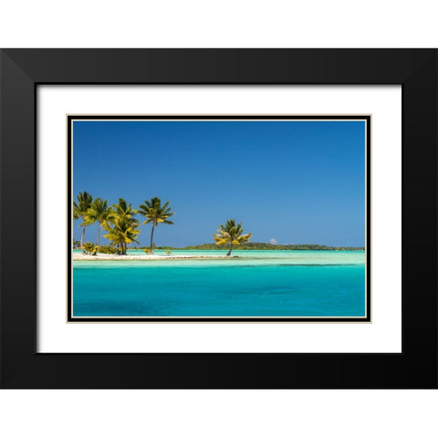 French Polynesia- Bora Bora. Motu Tane private island in lagoon. Black Modern Wood Framed Art Print with Double Matting by Jaynes Gallery