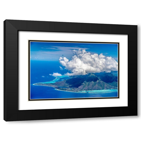 French Polynesia- Moorea. Aerial view of island. Black Modern Wood Framed Art Print with Double Matting by Jaynes Gallery