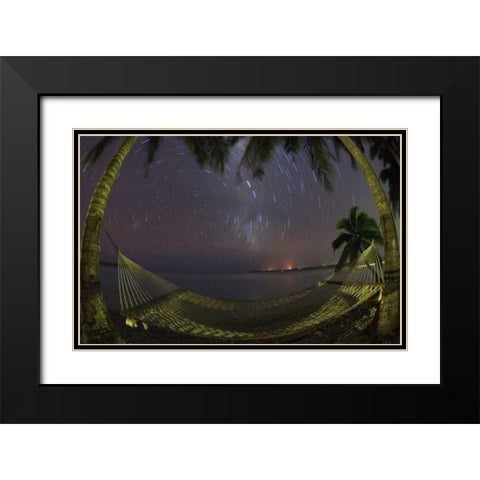 Cook Islands, Aitutaki Night sky in the tropics Black Modern Wood Framed Art Print with Double Matting by Anon, Josh