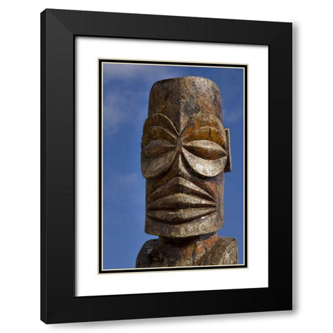 French Polynesia, Cook Islands, Avarua Tiki face Black Modern Wood Framed Art Print with Double Matting by Kaveney, Wendy