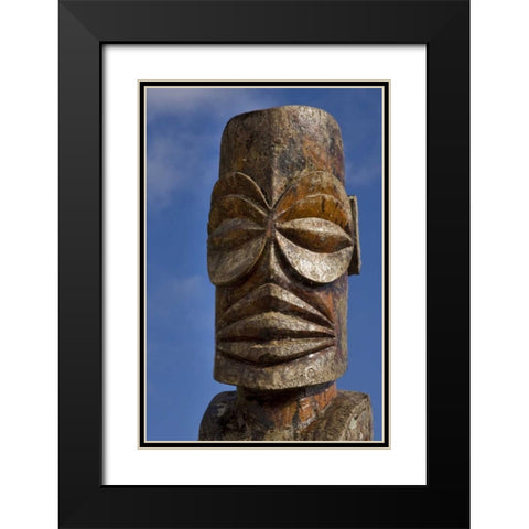 French Polynesia, Cook Islands, Avarua Tiki face Black Modern Wood Framed Art Print with Double Matting by Kaveney, Wendy